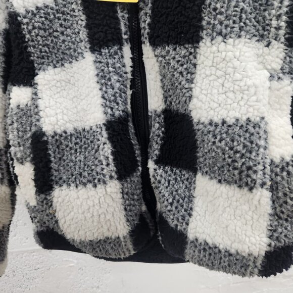 NWT Weatherproof Reversible Sherpa Zip Hoodie Black/White Buffalo Plaid Size S - Picture 8 of 16